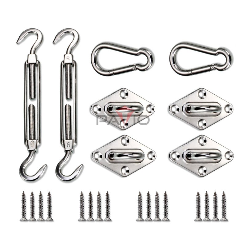 Patio Paradise Shade Sail Hardware Kit 6 inch for Triangle Rectangle Sun Shade Sail Heavy Duty for Outdoors Garden Canopy Installation - Image 1